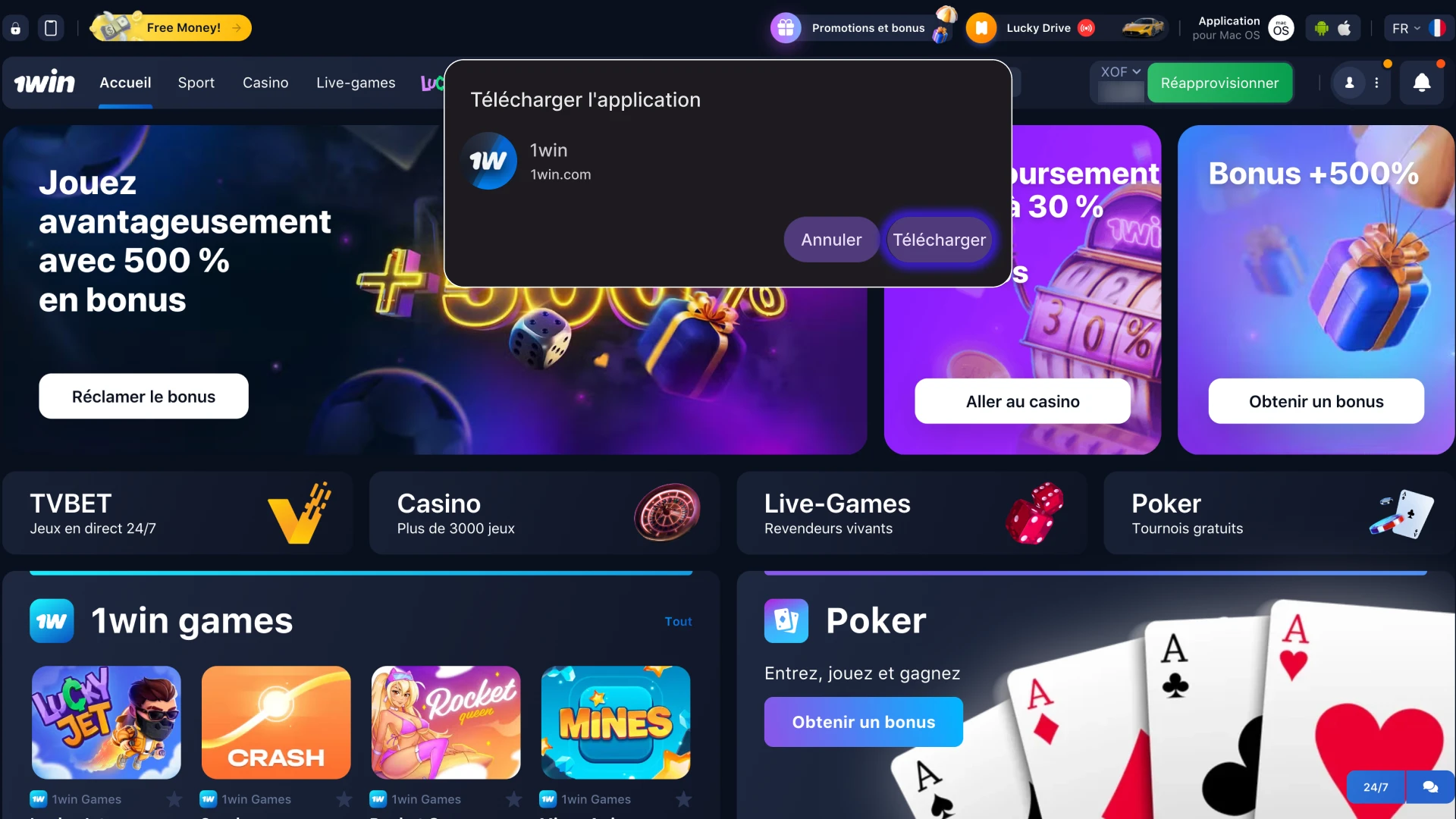 Assurez-vous d'avoir téléchargé le fichier d'installation de 1Win.