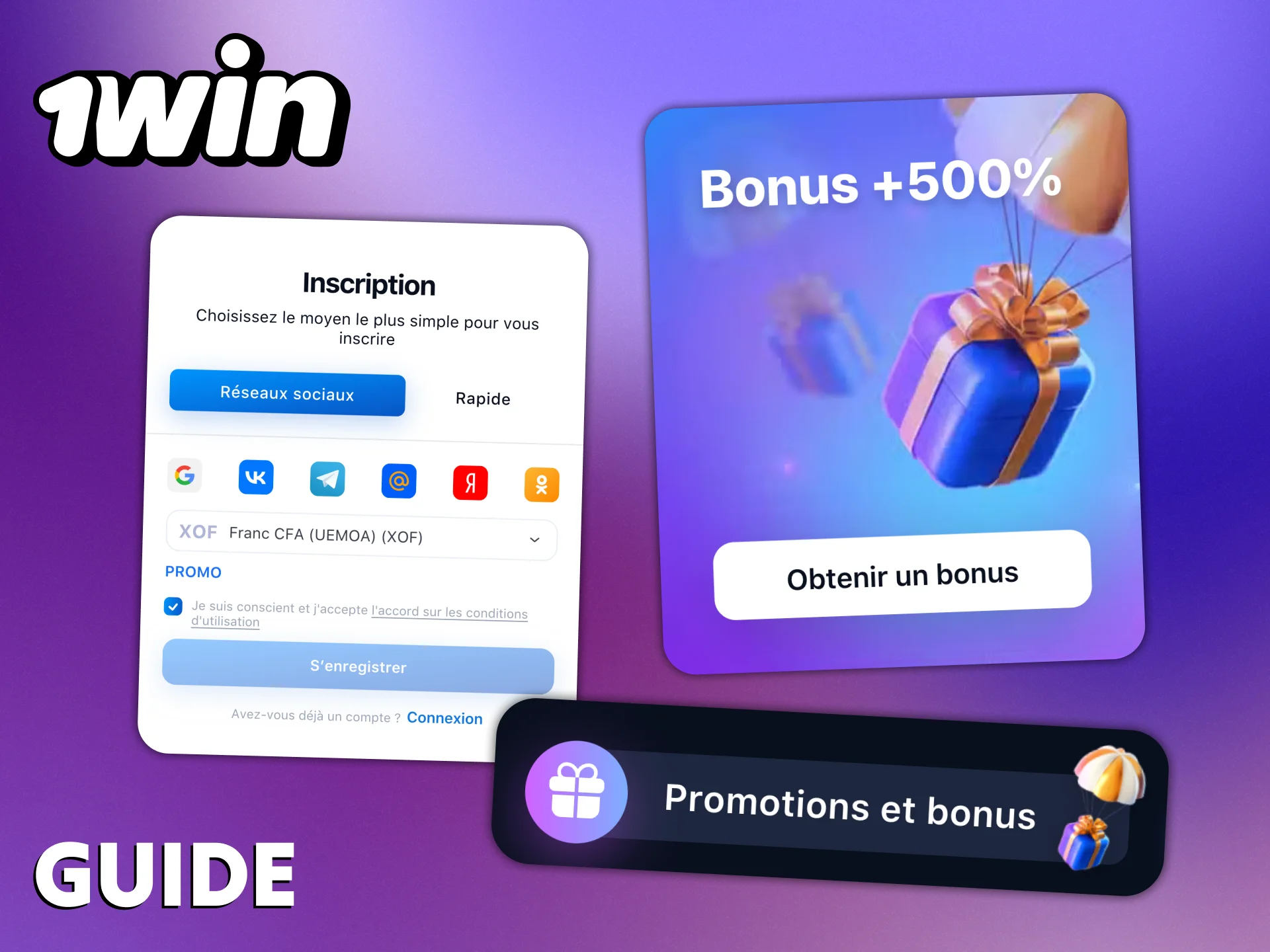 Utilisez le guide pour obtenir des bonus chez 1Win.