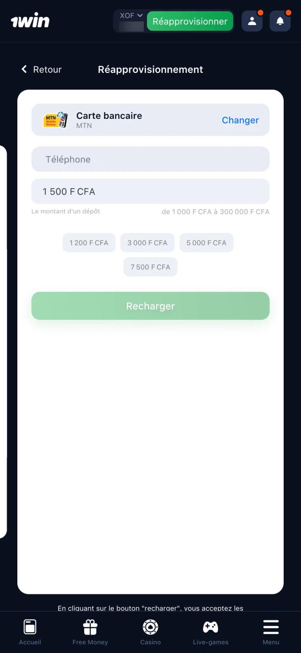Choisissez une méthode de paiement pour déposer sur 1Win.
