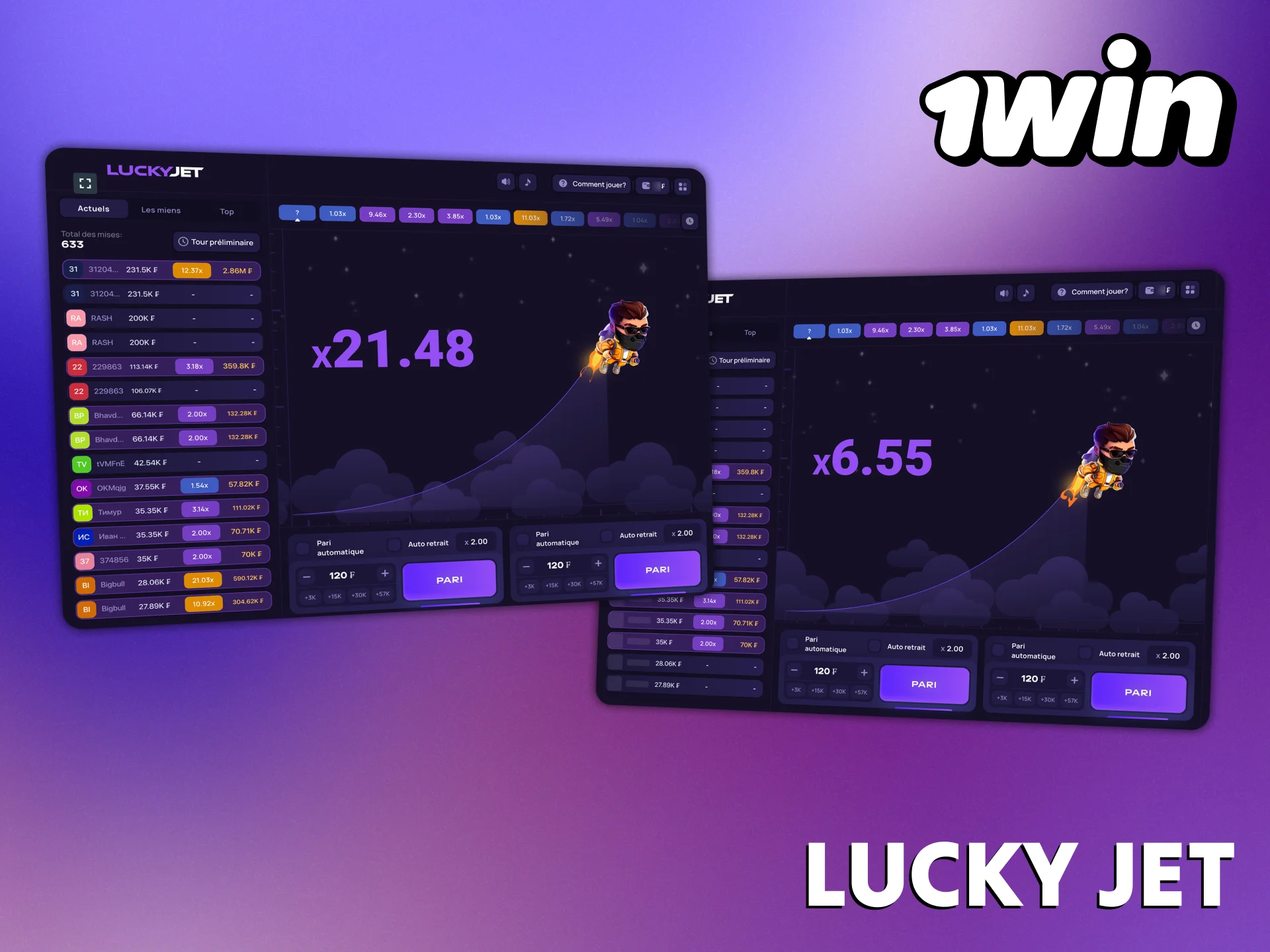 Retirez votre argent rapidement sur 1Win Lucky Jet.