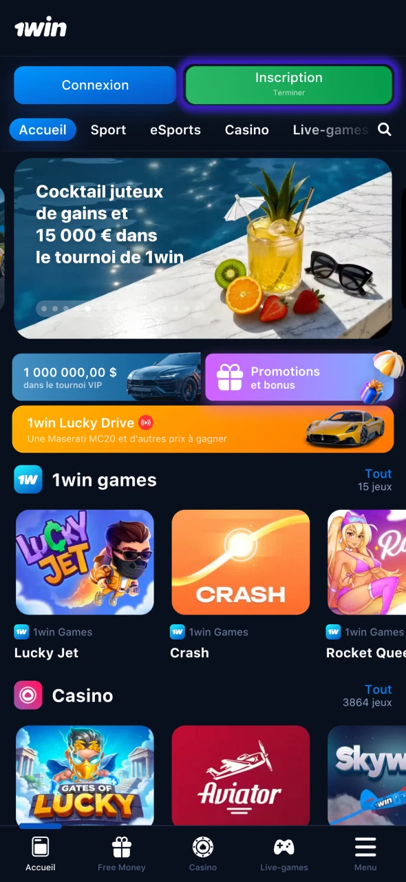 Commencez à créer votre compte sur le site de 1Win.