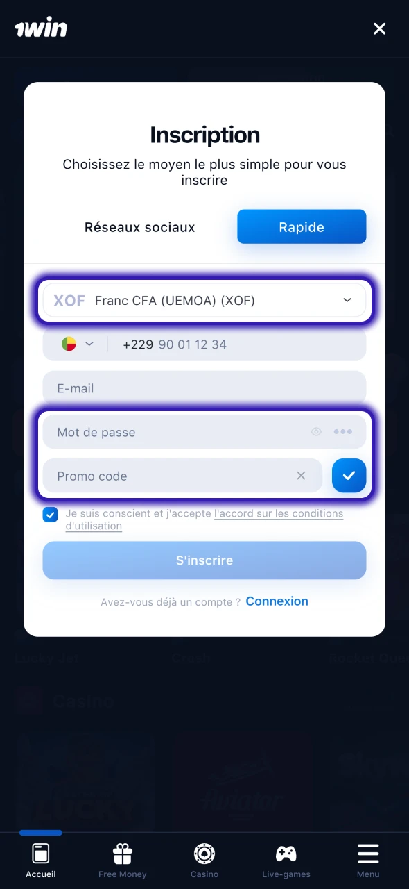 Définissez un mot de passe sécurisé pour votre compte 1Win.