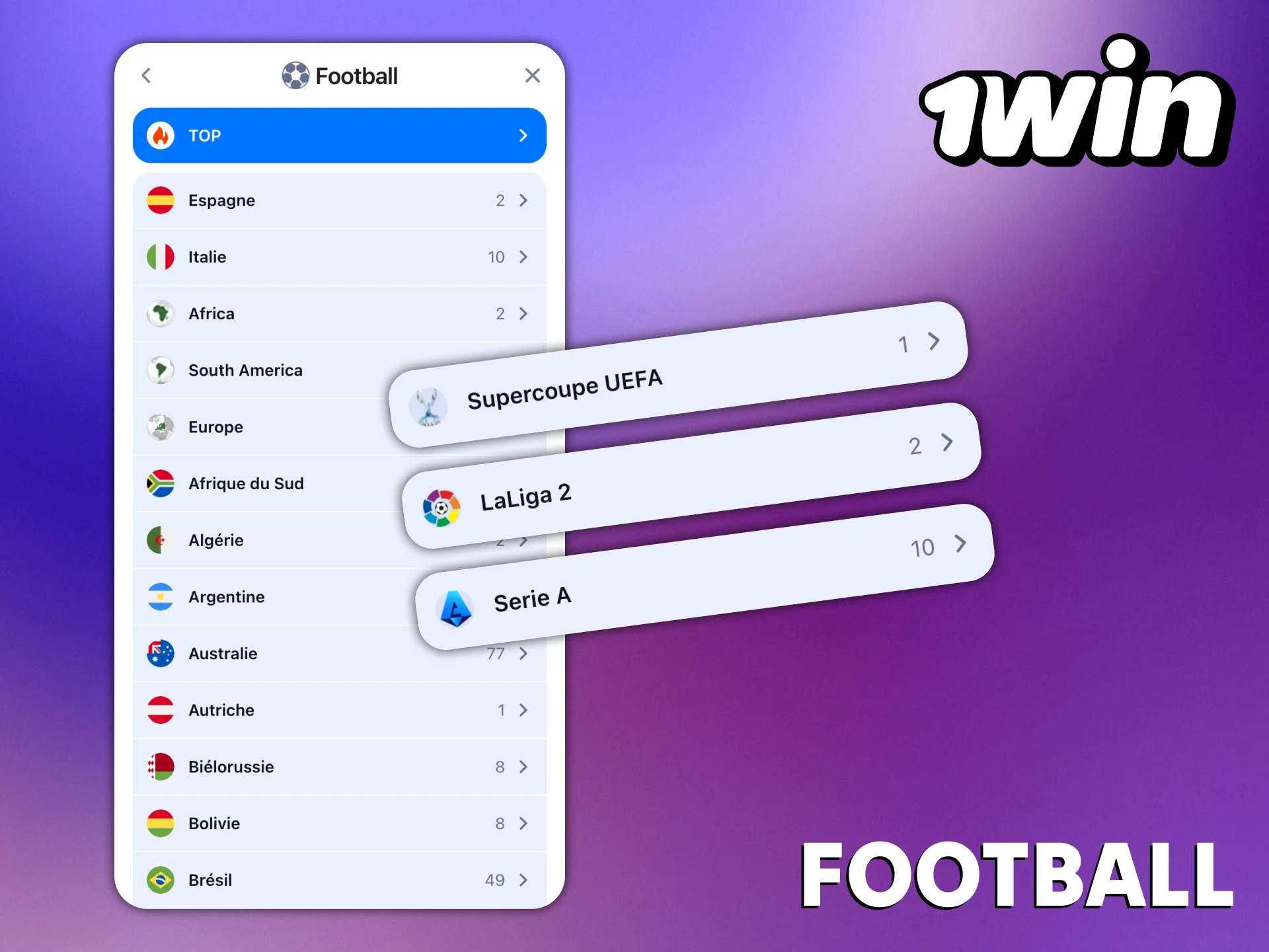 Le football est la discipline la plus populaire chez 1Win.