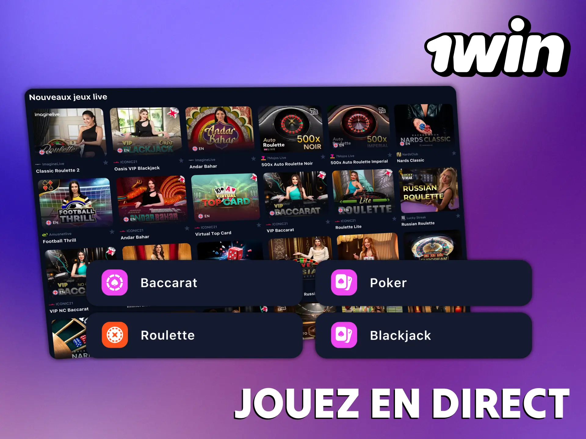 1Win offre l'atmosphère d'un véritable casino.