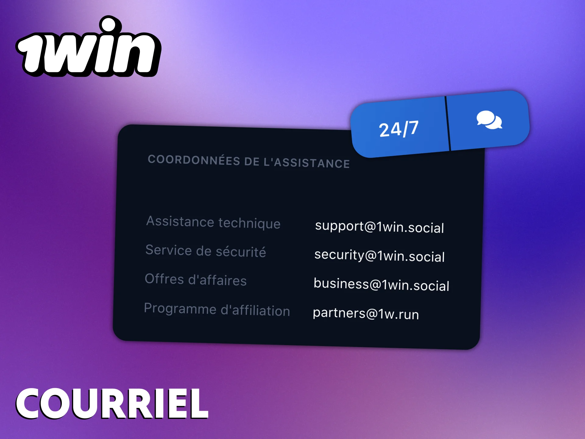 Contactez 1Win par e-mail pour décrire le problème en détail.