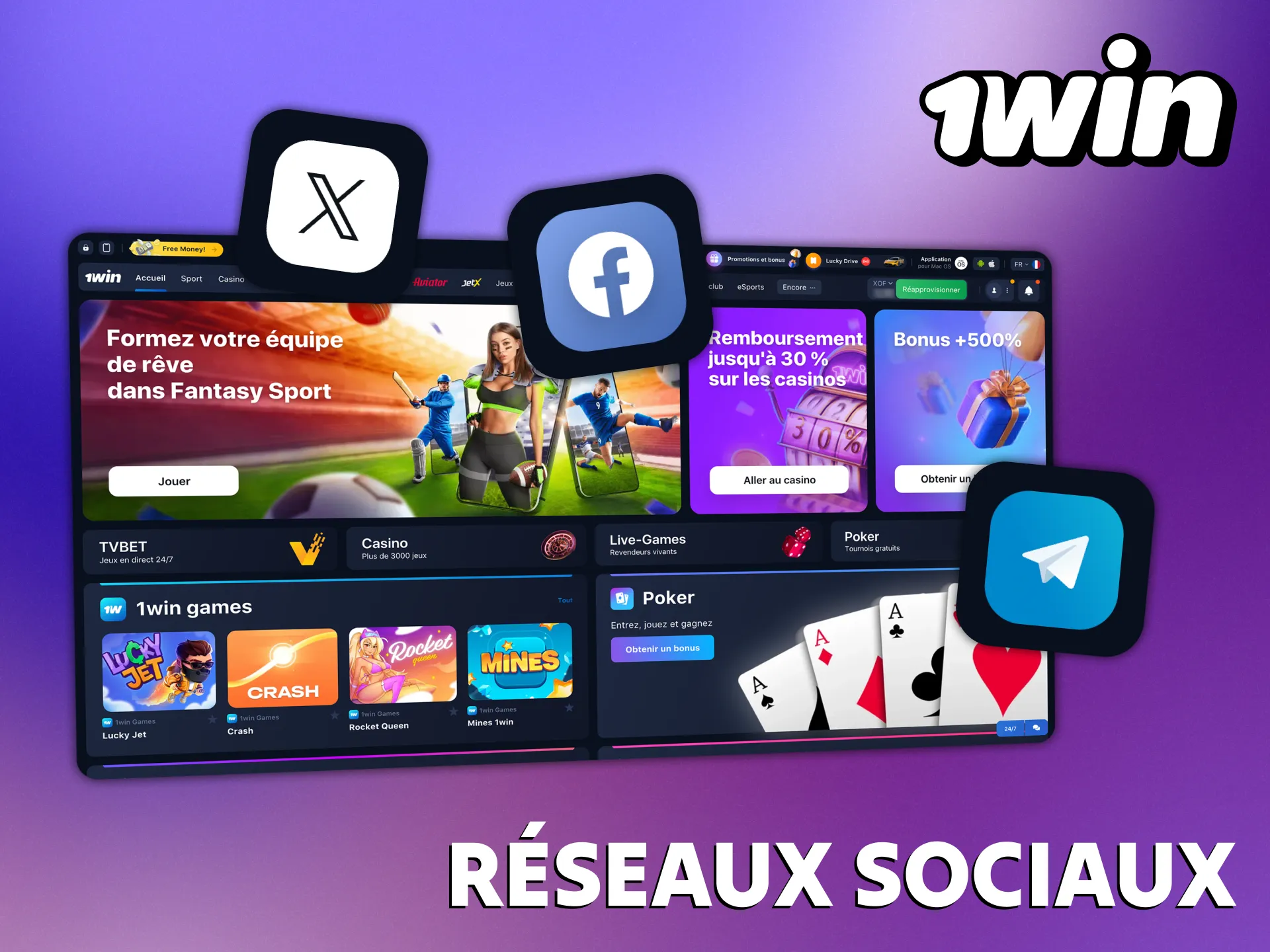 Vous pouvez contacter 1Win via les réseaux sociaux.
