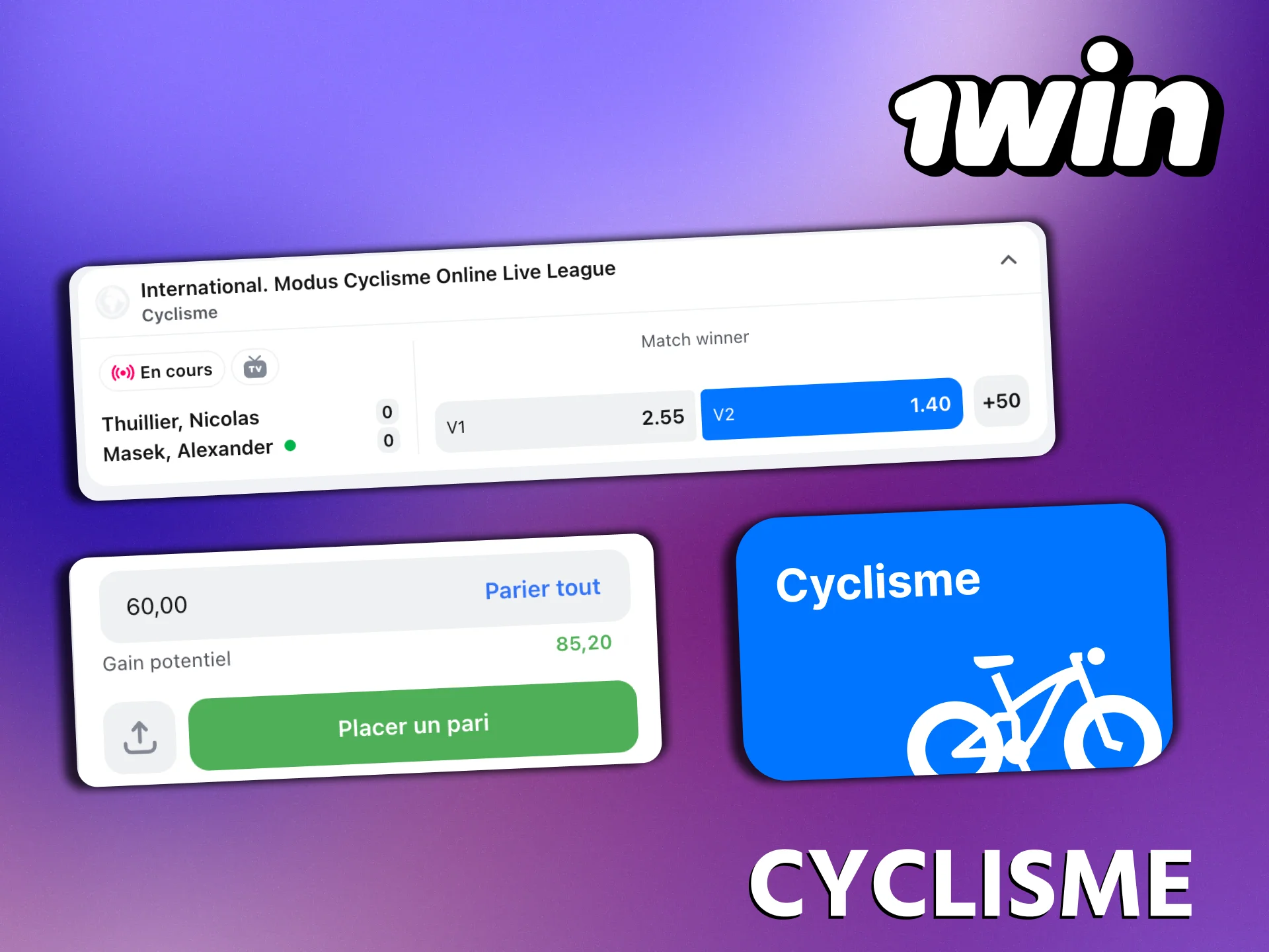 Essayez les paris sur le cyclisme chez 1Win.